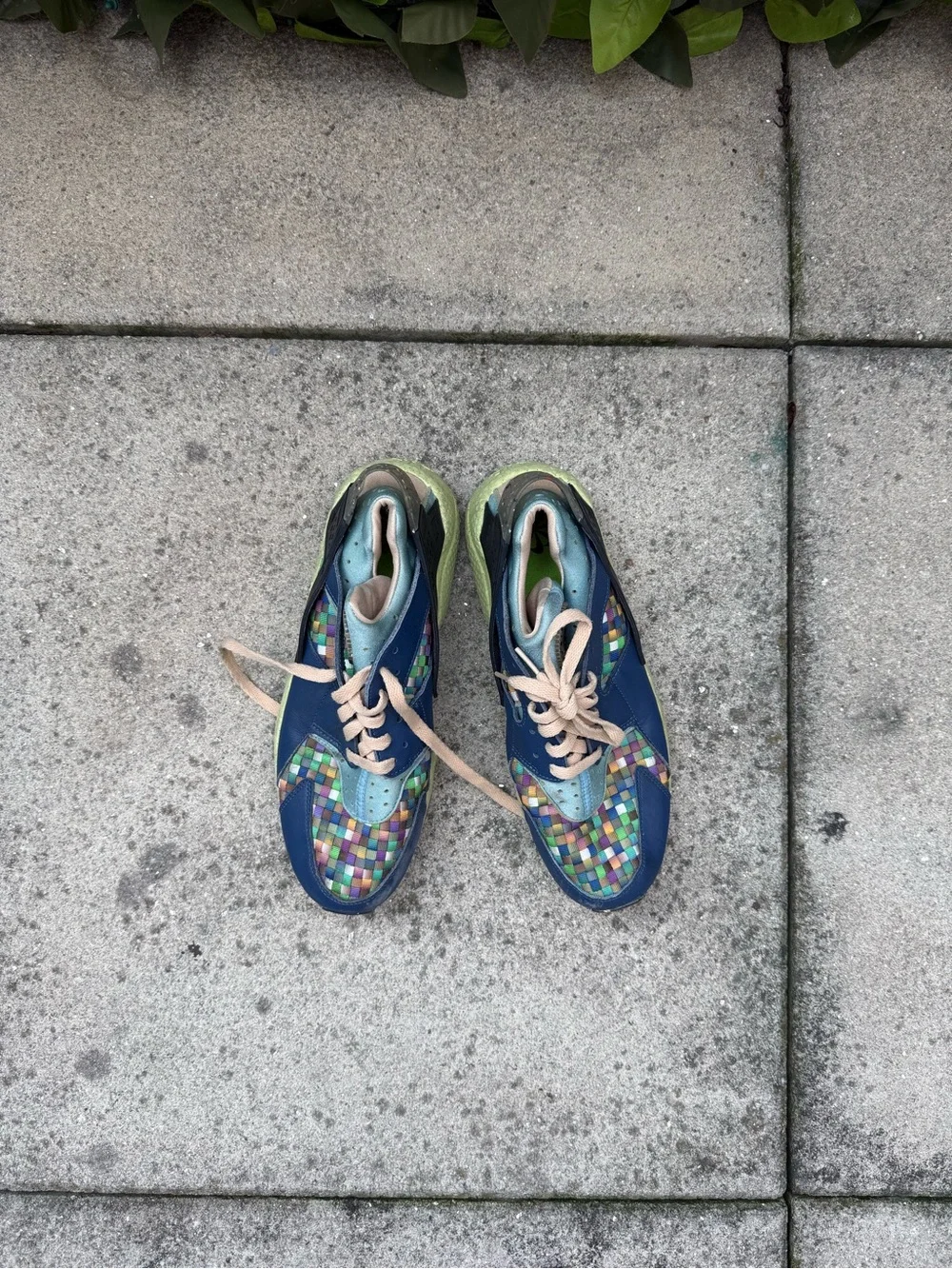 Blue Multicolor Mosaic Lace-Up Sneakers